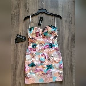 Bebe Deep V Embellished Dress